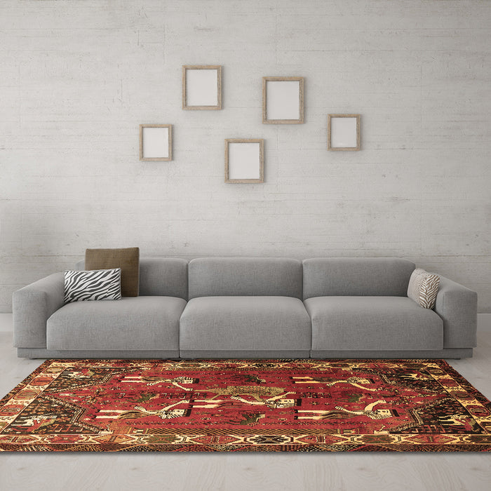 Machine Washable Persian Brown Traditional Rug in a Living Room,, wshtr1419brn