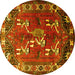 Round Persian Yellow Traditional Rug, tr1419yw