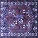 Square Persian Blue Traditional Rug, tr1419blu