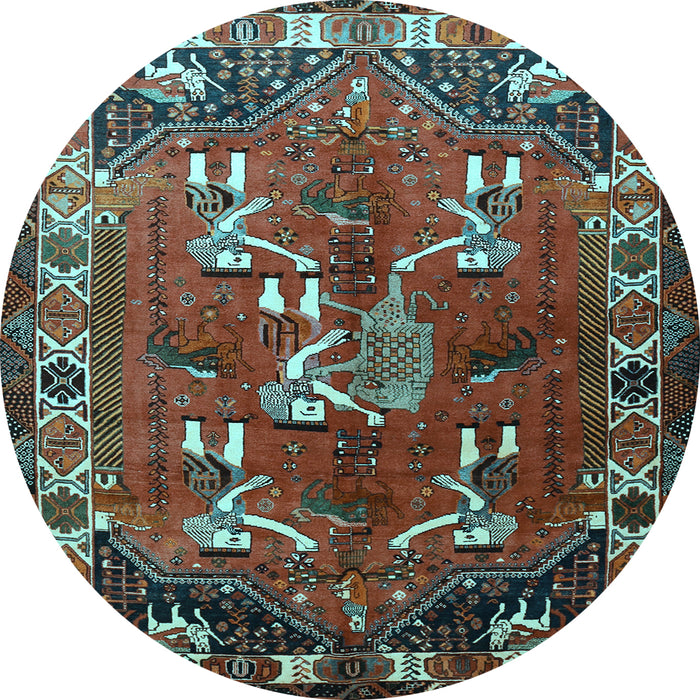 Round Persian Light Blue Traditional Rug, tr1419lblu