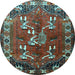 Round Persian Light Blue Traditional Rug, tr1419lblu