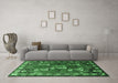 Machine Washable Persian Emerald Green Traditional Area Rugs in a Living Room,, wshtr1419emgrn