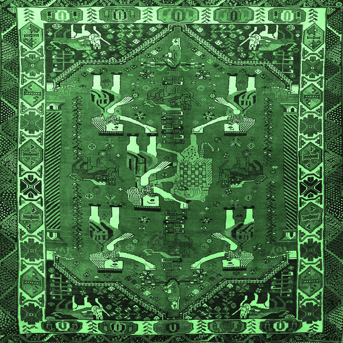 Square Persian Emerald Green Traditional Rug, tr1419emgrn