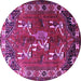 Round Machine Washable Persian Purple Traditional Area Rugs, wshtr1419pur