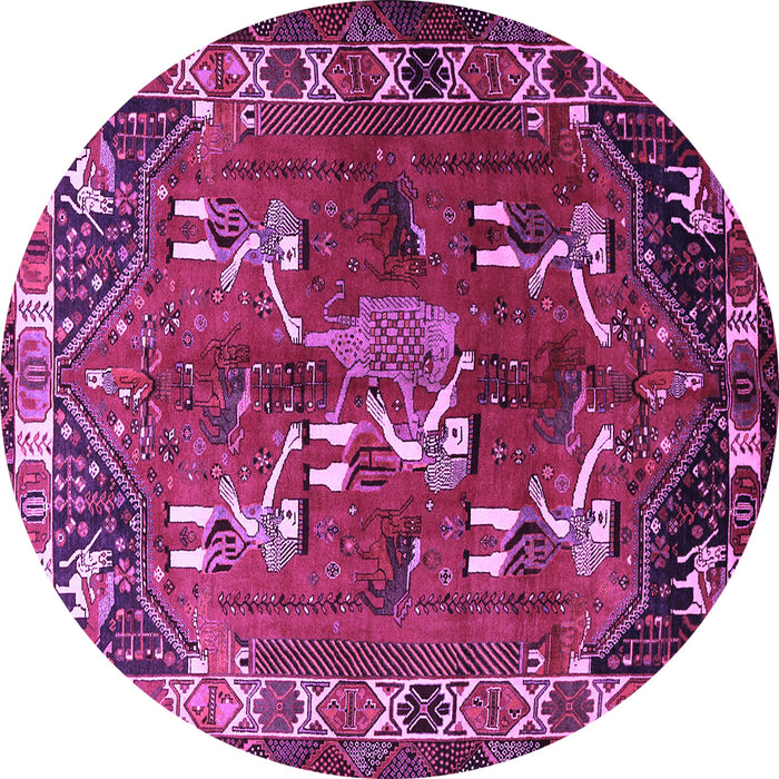 Round Persian Purple Traditional Rug, tr1419pur
