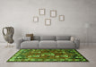 Machine Washable Persian Green Traditional Area Rugs in a Living Room,, wshtr1419grn