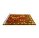 Sideview of Machine Washable Persian Yellow Traditional Rug, wshtr1419yw