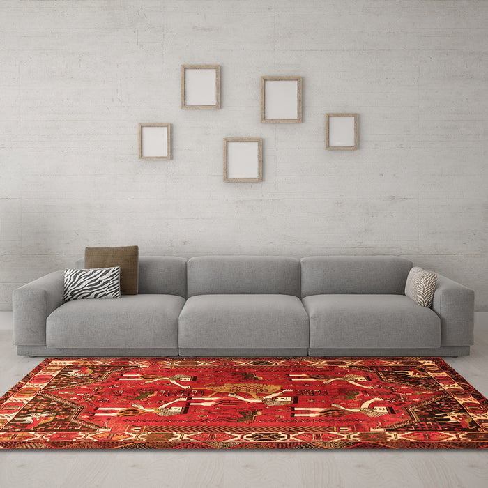 Machine Washable Persian Orange Traditional Area Rugs in a Living Room, wshtr1419org