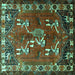 Square Persian Turquoise Traditional Rug, tr1419turq