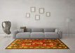 Machine Washable Persian Yellow Traditional Rug in a Living Room, wshtr1419yw