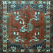 Square Persian Light Blue Traditional Rug, tr1419lblu