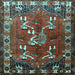 Square Machine Washable Persian Light Blue Traditional Rug, wshtr1419lblu