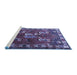 Sideview of Machine Washable Persian Blue Traditional Rug, wshtr1419blu