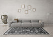 Machine Washable Persian Gray Traditional Rug in a Living Room,, wshtr1419gry