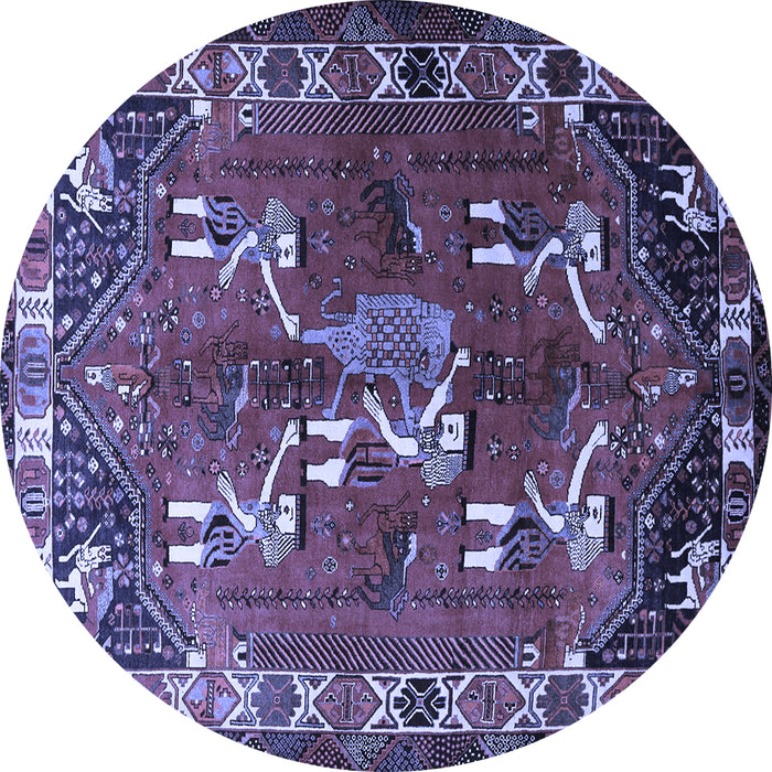 Round Persian Blue Traditional Rug, tr1419blu