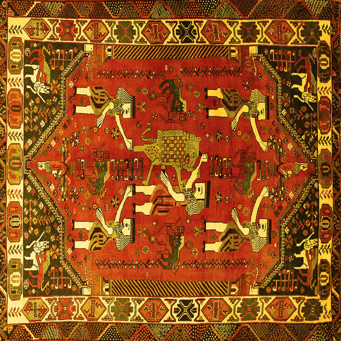 Square Persian Yellow Traditional Rug, tr1419yw