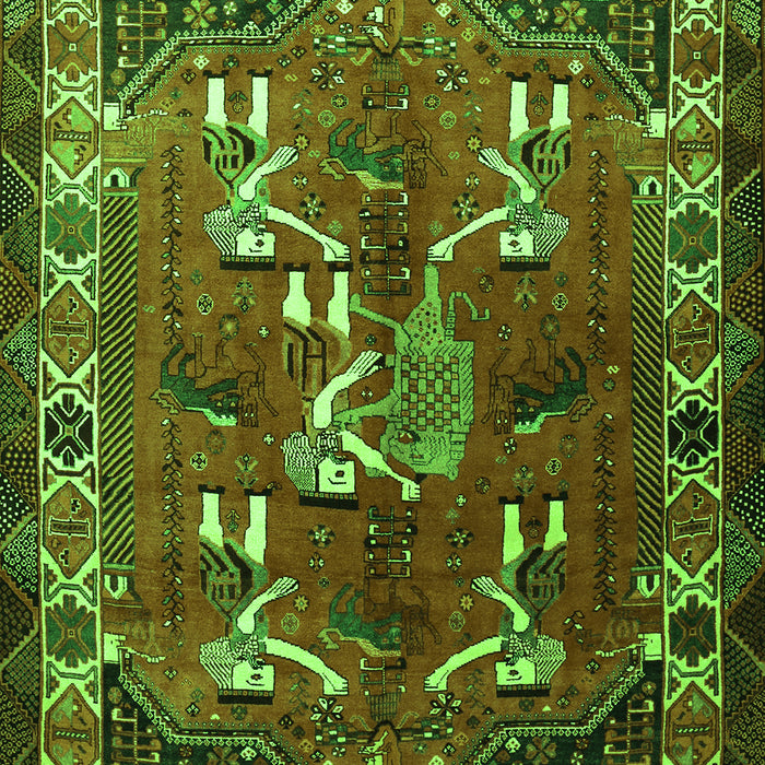 Serging Thickness of Machine Washable Persian Green Traditional Area Rugs, wshtr1419grn