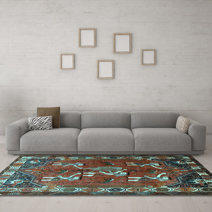 Machine Washable Persian Light Blue Traditional Rug in a Living Room, wshtr1419lblu