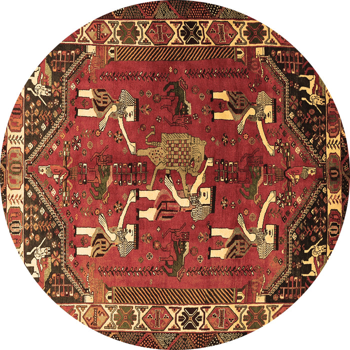Round Persian Brown Traditional Rug, tr1419brn