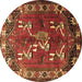 Round Persian Brown Traditional Rug, tr1419brn