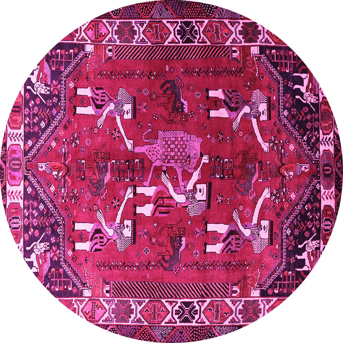 Round Persian Pink Traditional Rug, tr1419pnk