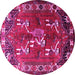 Round Persian Pink Traditional Rug, tr1419pnk