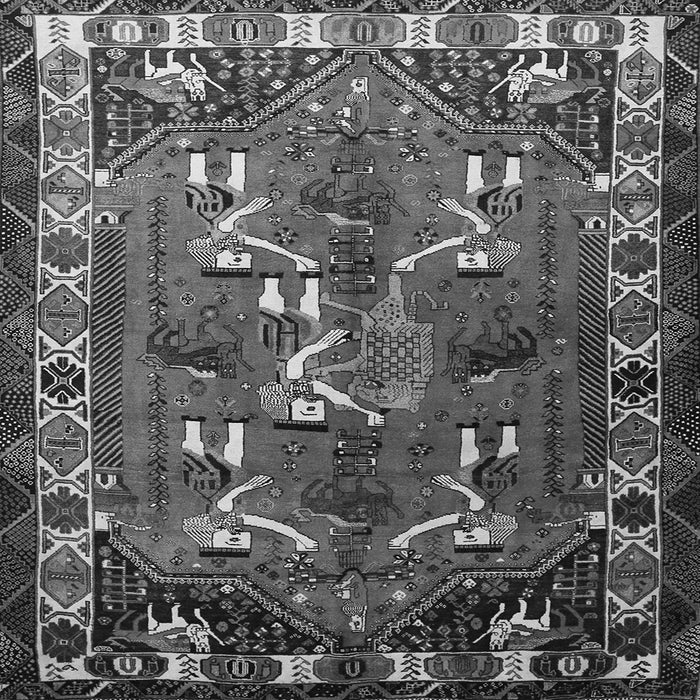 Round Machine Washable Persian Gray Traditional Rug, wshtr1419gry