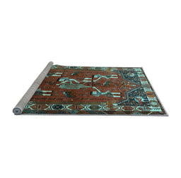 Sideview of Machine Washable Persian Light Blue Traditional Rug, wshtr1419lblu