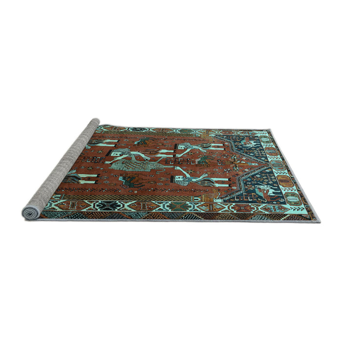 Sideview of Machine Washable Persian Light Blue Traditional Rug, wshtr1419lblu