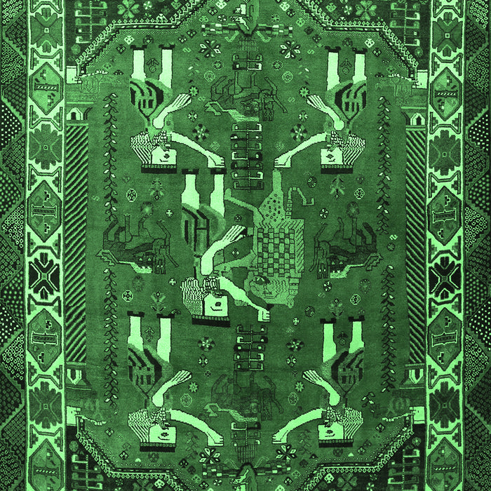 Machine Washable Persian Emerald Green Traditional Area Rugs, wshtr1419emgrn