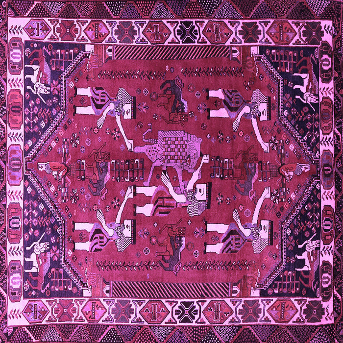 Square Machine Washable Persian Purple Traditional Area Rugs, wshtr1419pur