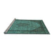 Sideview of Machine Washable Medallion Light Blue Traditional Rug, wshtr141lblu