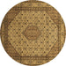 Round Medallion Brown Traditional Rug, tr141brn