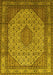 Machine Washable Medallion Yellow Traditional Rug, wshtr141yw