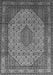 Serging Thickness of Machine Washable Medallion Gray Traditional Rug, wshtr141gry