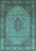 Machine Washable Medallion Light Blue Traditional Rug, wshtr141lblu