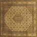 Square Machine Washable Medallion Brown Traditional Rug, wshtr141brn