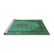 Sideview of Machine Washable Medallion Turquoise Traditional Area Rugs, wshtr141turq