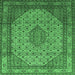 Square Medallion Emerald Green Traditional Rug, tr141emgrn