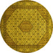 Round Medallion Yellow Traditional Rug, tr141yw