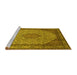 Sideview of Machine Washable Medallion Yellow Traditional Rug, wshtr141yw