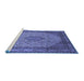 Sideview of Machine Washable Medallion Blue Traditional Rug, wshtr141blu