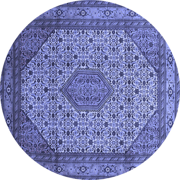 Round Medallion Blue Traditional Rug, tr141blu