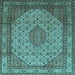 Square Medallion Light Blue Traditional Rug, tr141lblu