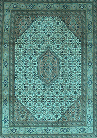 Medallion Light Blue Traditional Rug, tr141lblu