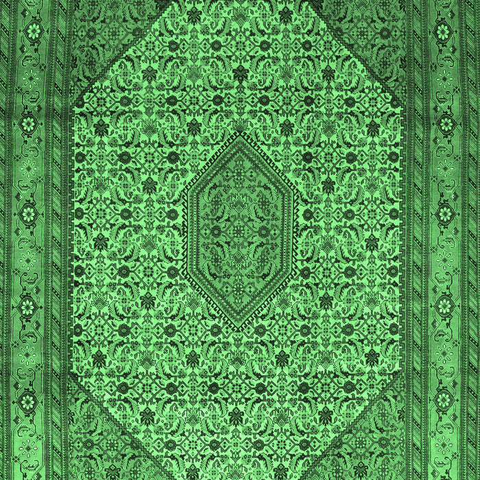 Machine Washable Medallion Emerald Green Traditional Area Rugs, wshtr141emgrn