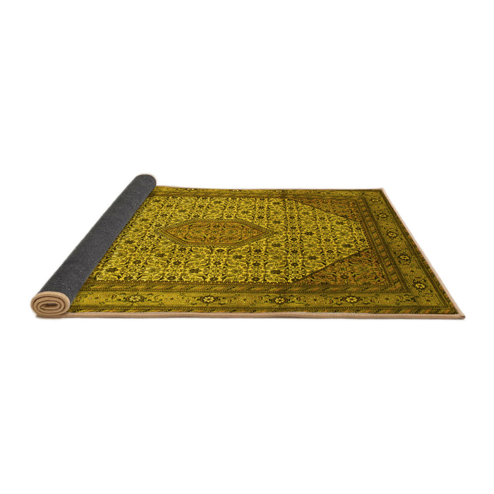 Sideview of Medallion Yellow Traditional Rug, tr141yw