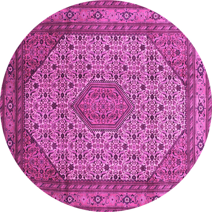Round Medallion Pink Traditional Rug, tr141pnk
