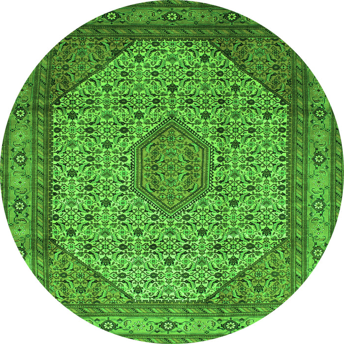 Square Medallion Green Traditional Rug, tr141grn