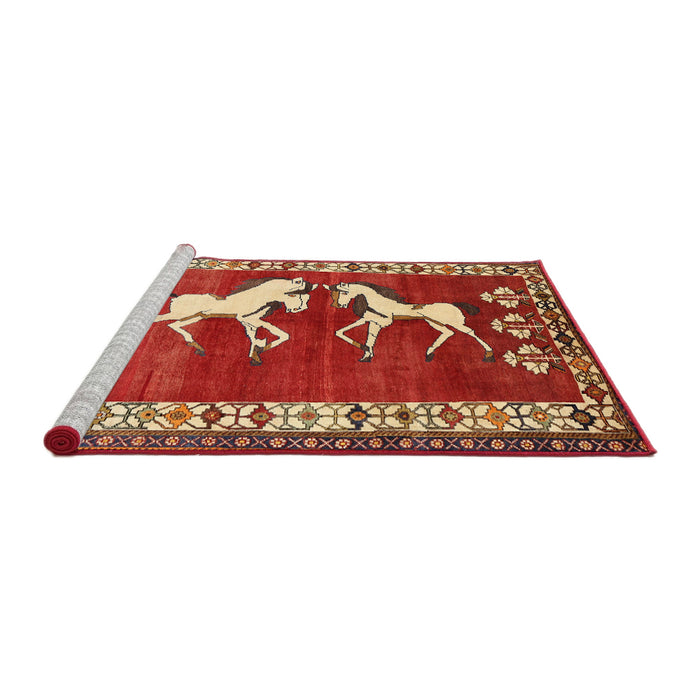 Sideview of Machine Washable Traditional Red Rug, wshtr1420